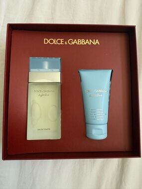 Dolce & Gabbana Light Blue Gift Set - Deep Red Box with White Text
